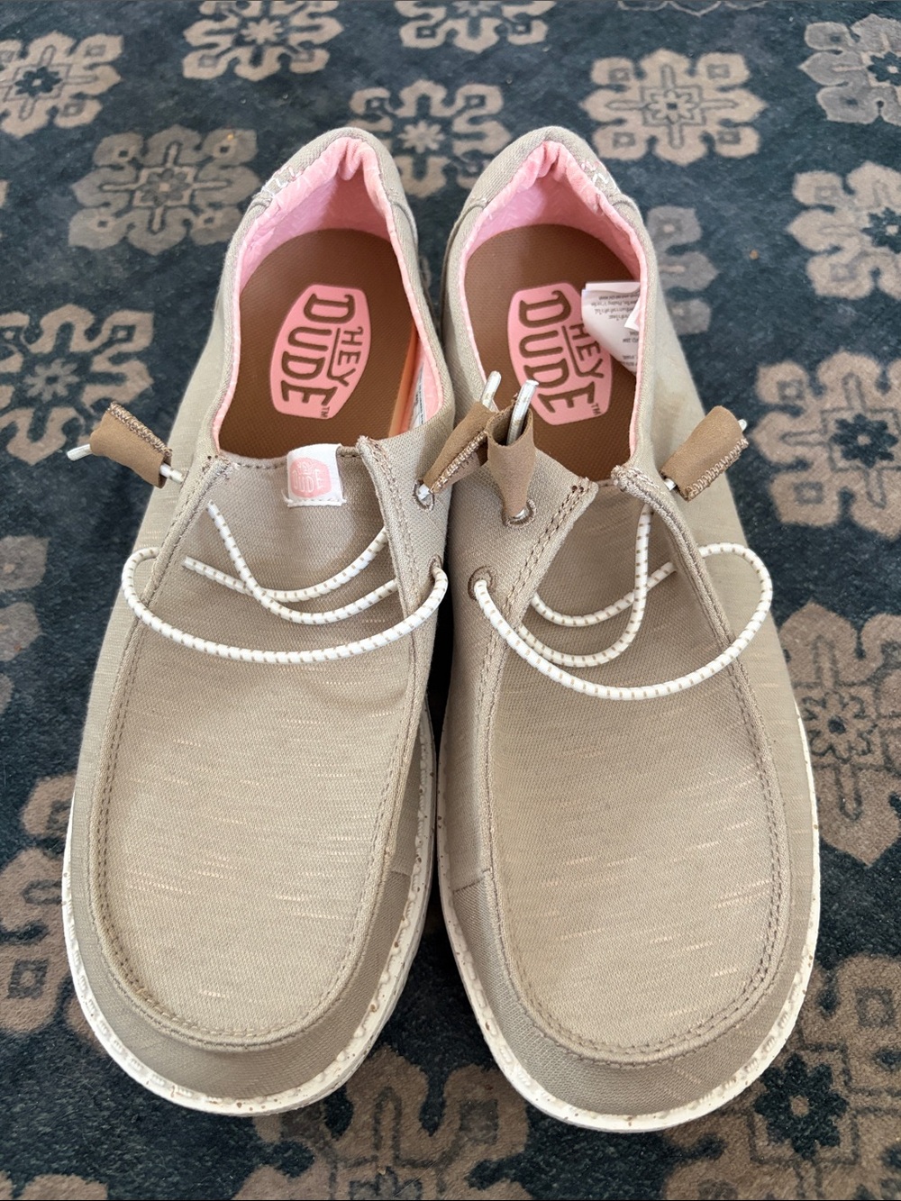 Women's HEY DUDE Beige Heathered Wendy Stretch Shoes